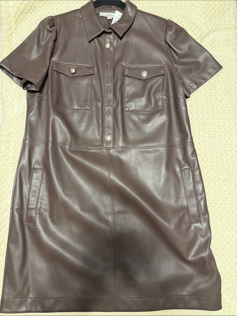Loft brown leather like dress